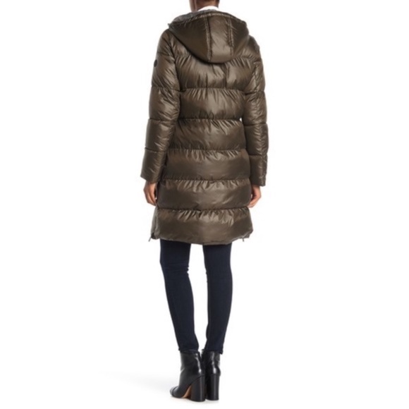 NWT French Connection Hooded Puffer Coat Olive M - Picture 4 of 5